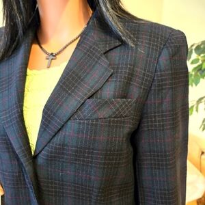 David N. Woman's Black, Green, Red Tartan Plaid Suit Size 10